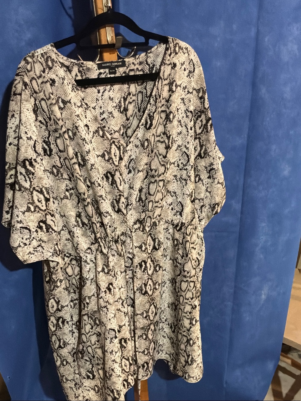 Mario Serrani Black & White Snake-Print Wrap Tunic